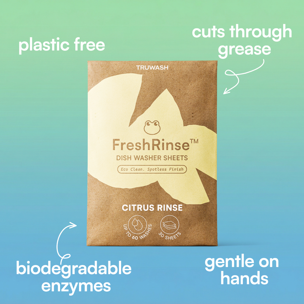 FreshRinse Eco-Friendly Dishwasher Sheets - 60 Loads