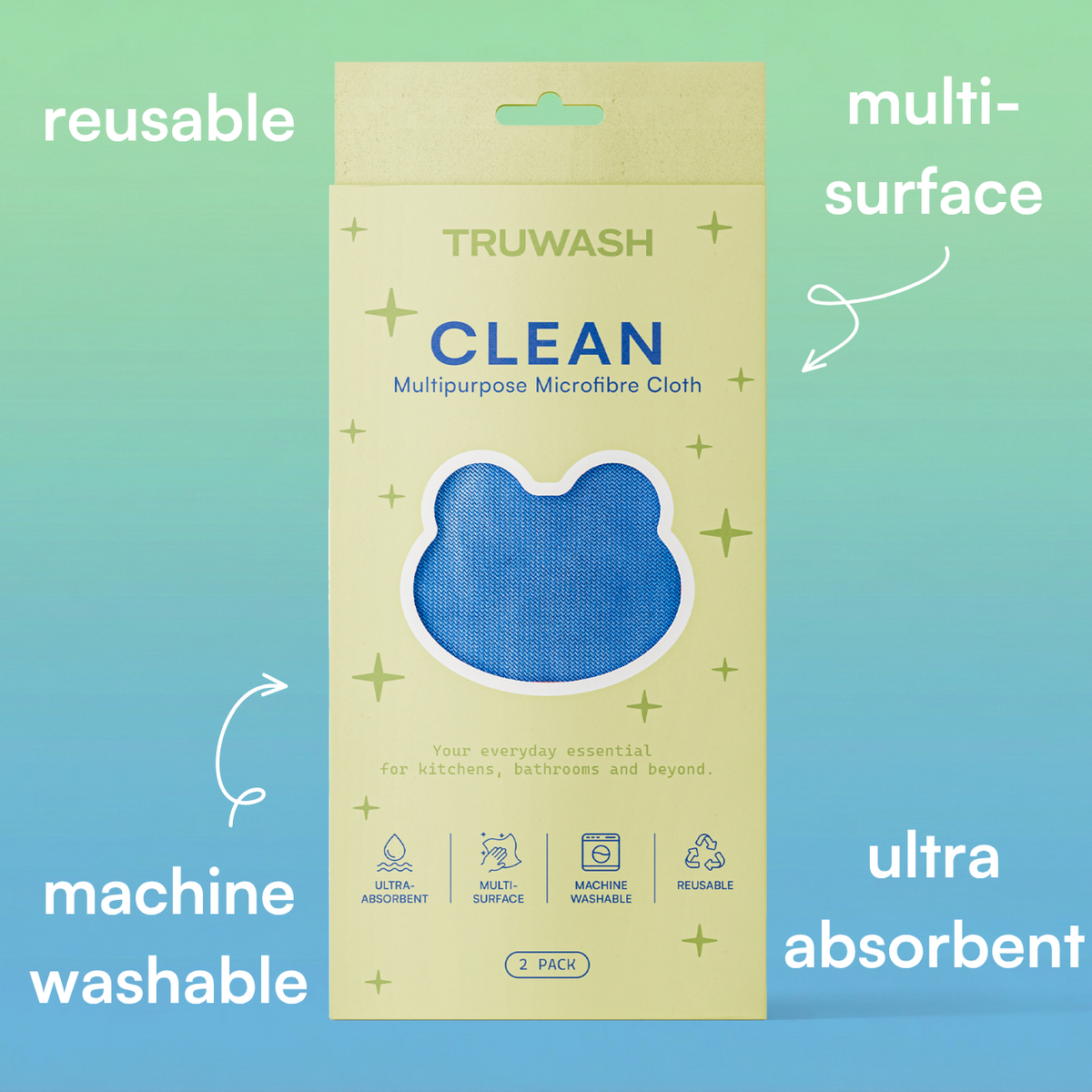 SuperDuper Scrub Cloths 2 Pack - Dual-Action Cleaning Cloths