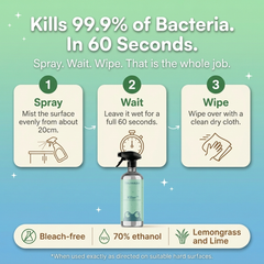 How to use Killer - spray the surface, leave it wet for 60 seconds, then wipe with a clean dry cloth.