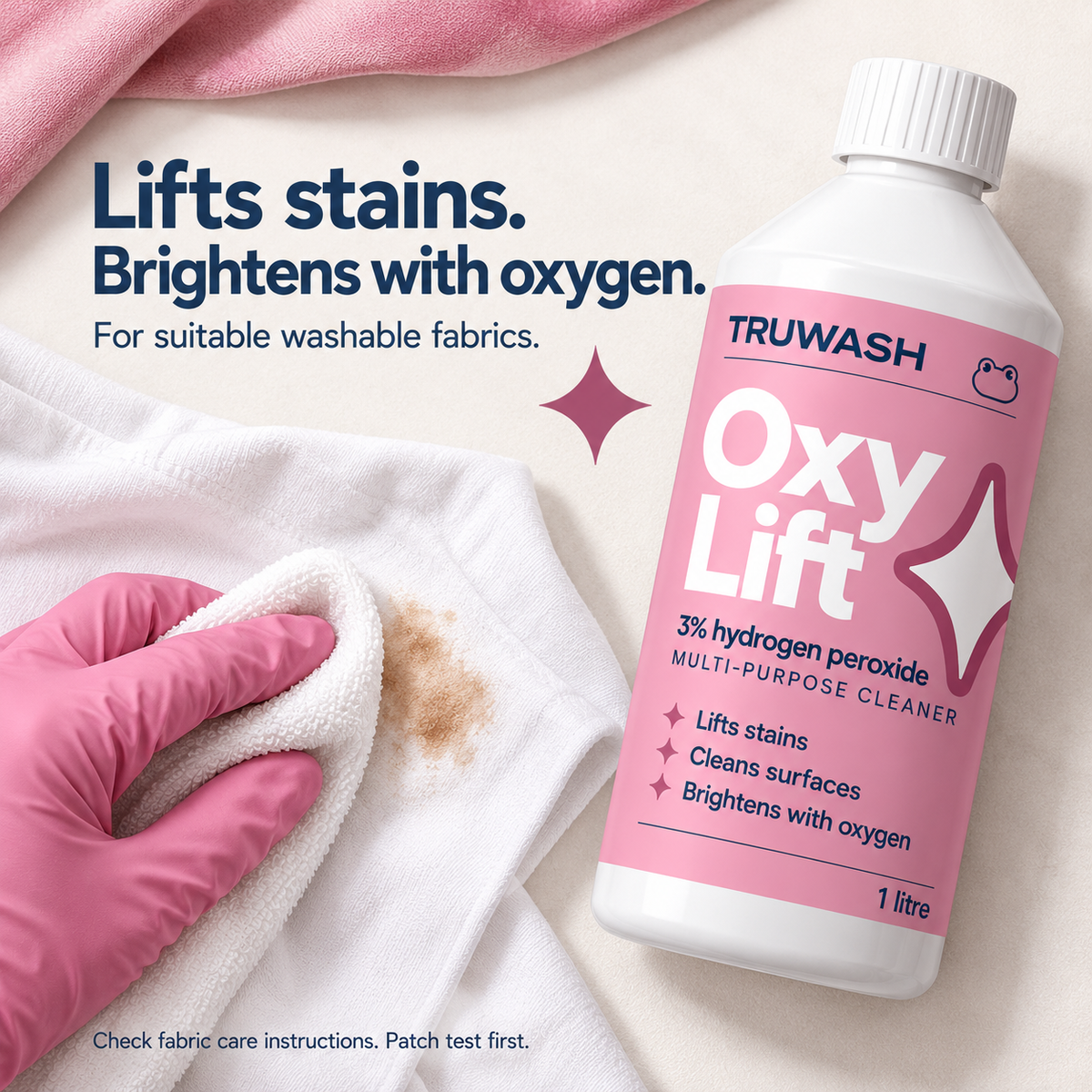 OxyLift stain care for suitable washable fabrics